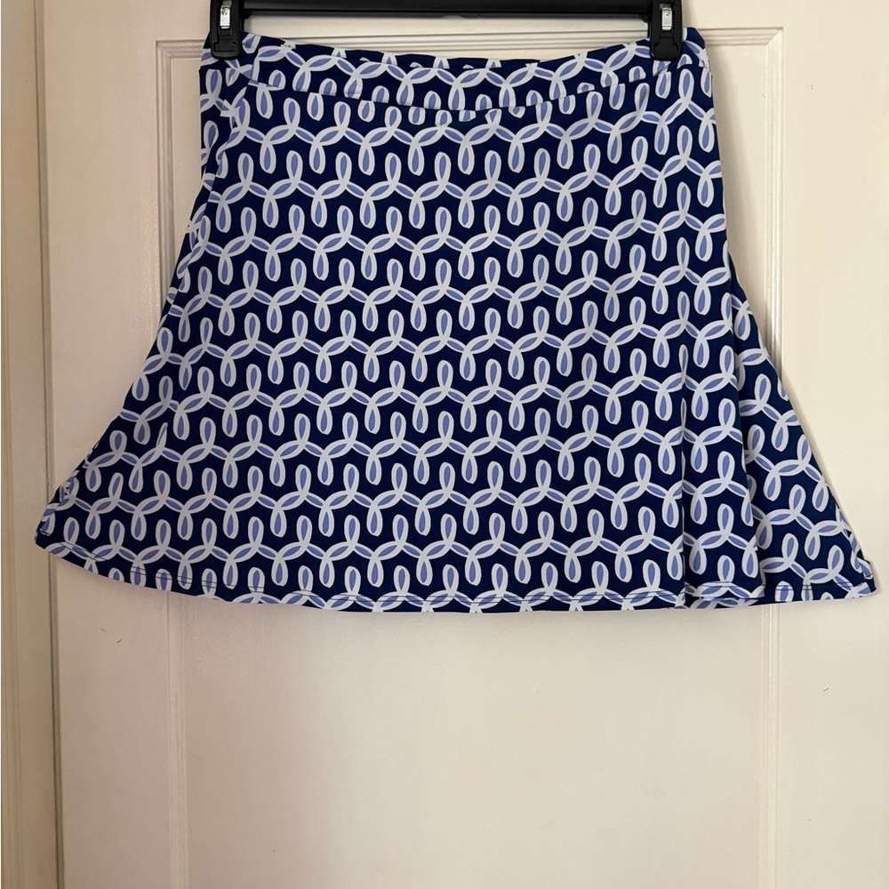 Leota Navy and White A-Line Skirt